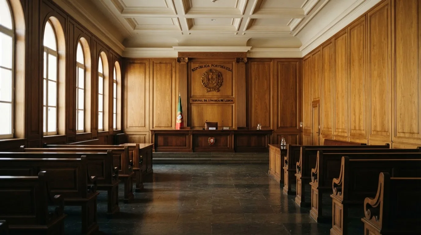 Sala de tribunal vazia com painéis de madeira, à luz da manhã — caça-níqueis grátis em portugal