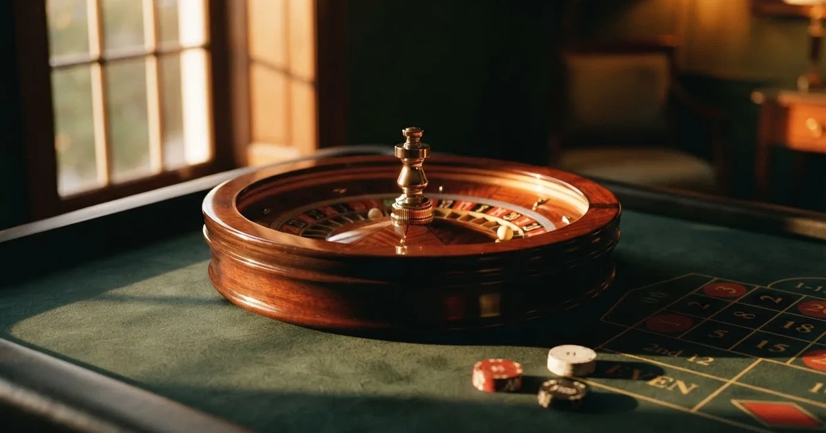 Roda de roleta e fichas sobre feltro verde, sob uma luz quente de fim de tarde — casinos legais em portugal