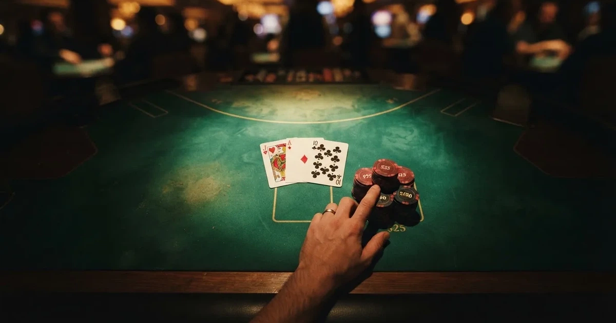 Mesa de jogo iluminada com cartas, vista de cima — slot machines em portugal